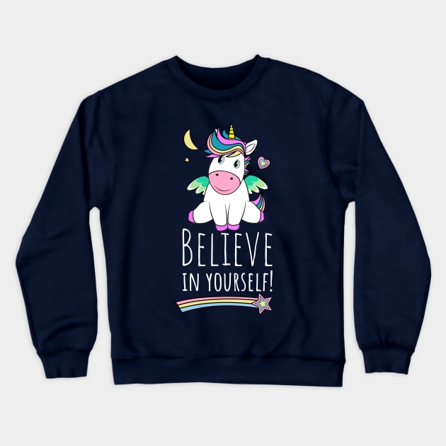 Unicorn Wishes On The Moon And Stars Crewneck Sweatshirt by brodyquixote